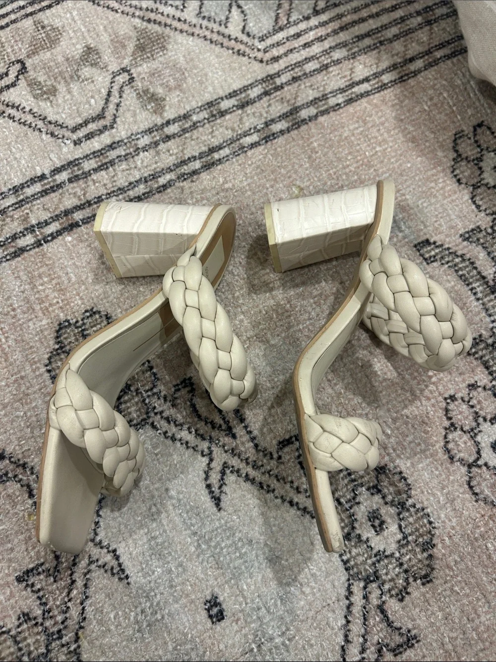 Dolce Vita Braided Double-Strap Slide Sandals in Cream